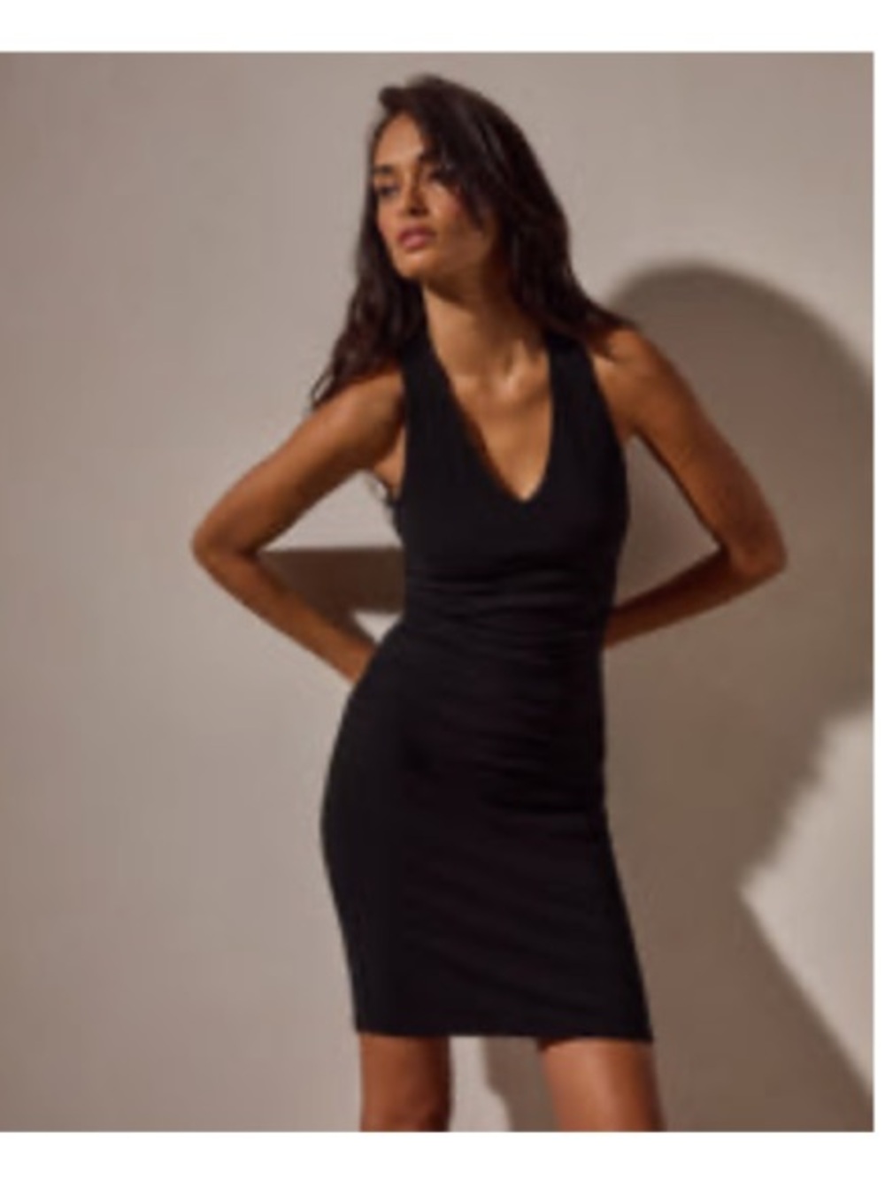 JAMES PERSE Stretch Lotus Rib Deep V
Tank Dress - BLACK size 1 NWT